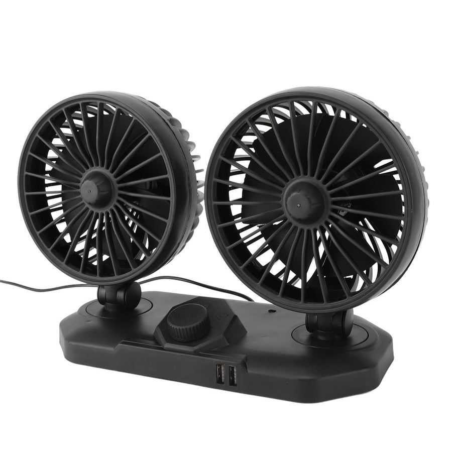 Dual Head Car Cooler Fan Powerful Cooling Ultra Silent USB Fan 360 Degree Rotation Air Circulation Fan for Car 12v