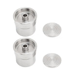 Reusable Coffee Capsule Stainless Steel Eco Friendly Refillable Coffee Pods Filter for Coffee Machines 2 Cups+ Brush Spoon