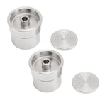 Reusable Coffee Capsule Stainless Steel Eco Friendly Refillable Coffee Pods Filter for Coffee Machines 2 Cups+ Brush Spoon