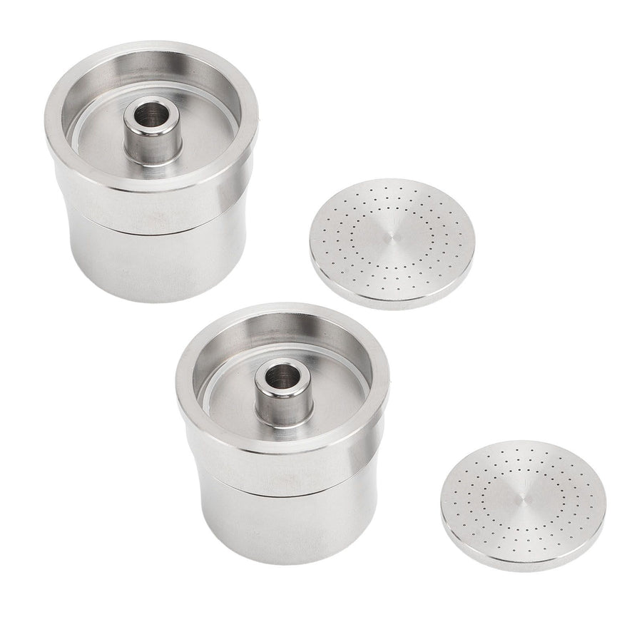 Reusable Coffee Capsule Stainless Steel Eco Friendly Refillable Coffee Pods Filter for Coffee Machines 2 Cups+ Brush Spoon