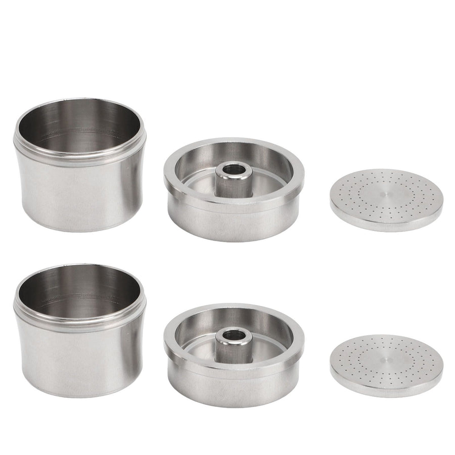 Reusable Coffee Capsule Stainless Steel Eco Friendly Refillable Coffee Pods Filter for Coffee Machines 2 Cups+ Brush Spoon