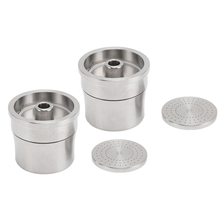 Reusable Coffee Capsule Stainless Steel Eco Friendly Refillable Coffee Pods Filter for Coffee Machines 2 Cups+ Brush Spoon