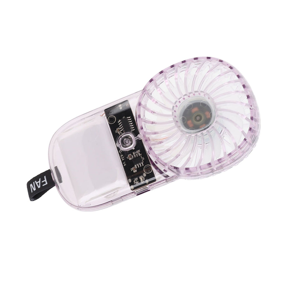 Portable Fan Transparent Foldable 1200mAh Battery USB Rechargeable Neck Hanging Fan for Walking Camping Travel Purple