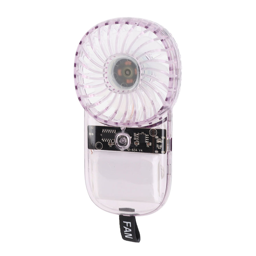 Portable Fan Transparent Foldable 1200mAh Battery USB Rechargeable Neck Hanging Fan for Walking Camping Travel Purple