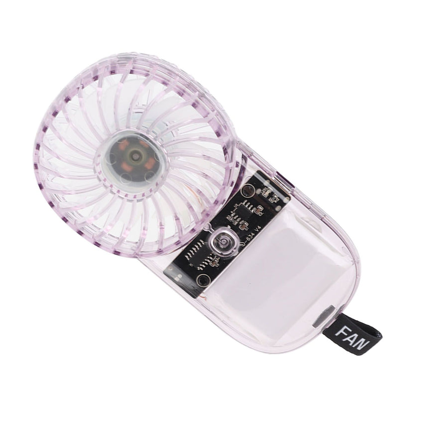 Portable Fan Transparent Foldable 1200mAh Battery USB Rechargeable Neck Hanging Fan for Walking Camping Travel Purple