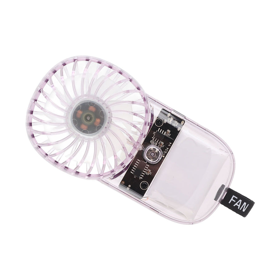 Portable Fan Transparent Foldable 1200mAh Battery USB Rechargeable Neck Hanging Fan for Walking Camping Travel Purple