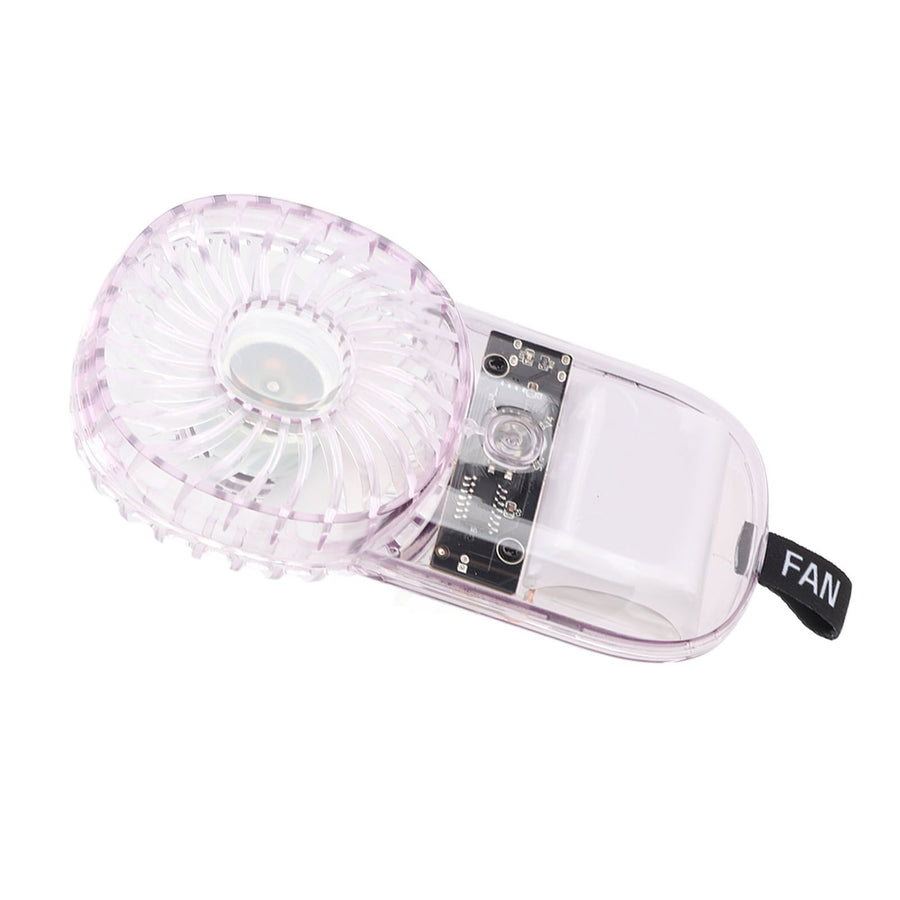 Portable Fan Transparent Foldable 1200mAh Battery USB Rechargeable Neck Hanging Fan for Walking Camping Travel Purple