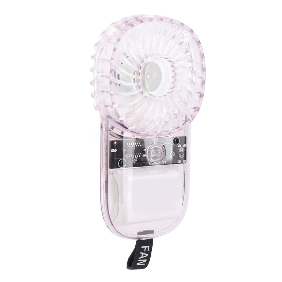 Portable Fan Transparent Foldable 1200mAh Battery USB Rechargeable Neck Hanging Fan for Walking Camping Travel Purple