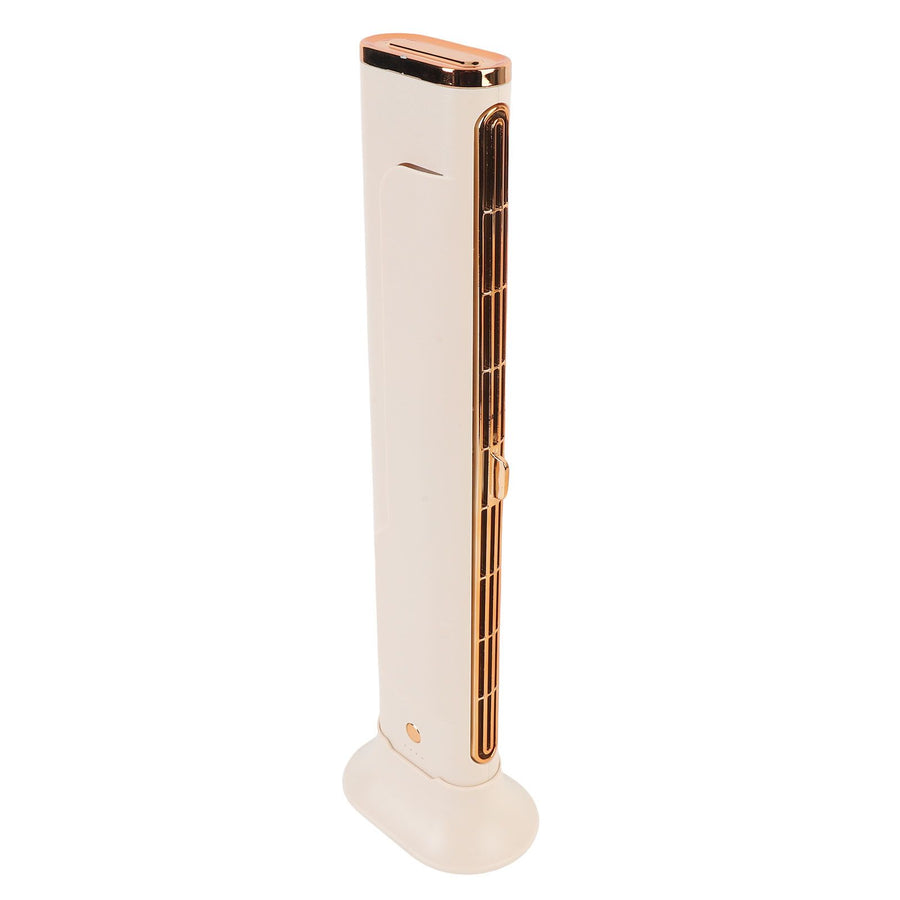 Small Tower Fan USB Rechargeable Powerful Wind Space Saving Bladeless Desk Fan for Home Office Bedroom Beige