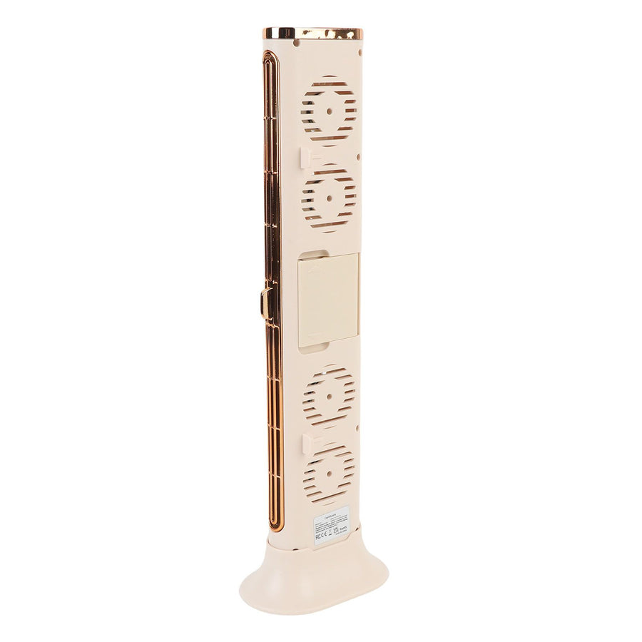 Small Tower Fan USB Rechargeable Powerful Wind Space Saving Bladeless Desk Fan for Home Office Bedroom Beige