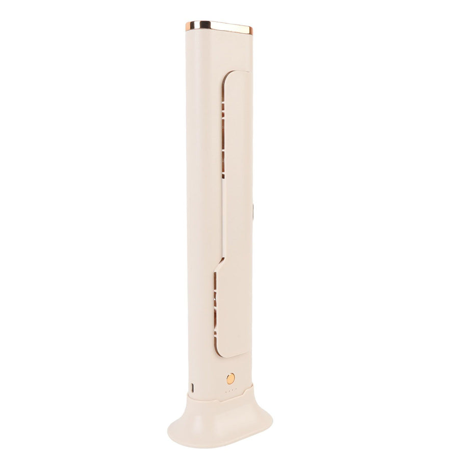 Small Tower Fan USB Rechargeable Powerful Wind Space Saving Bladeless Desk Fan for Home Office Bedroom Beige