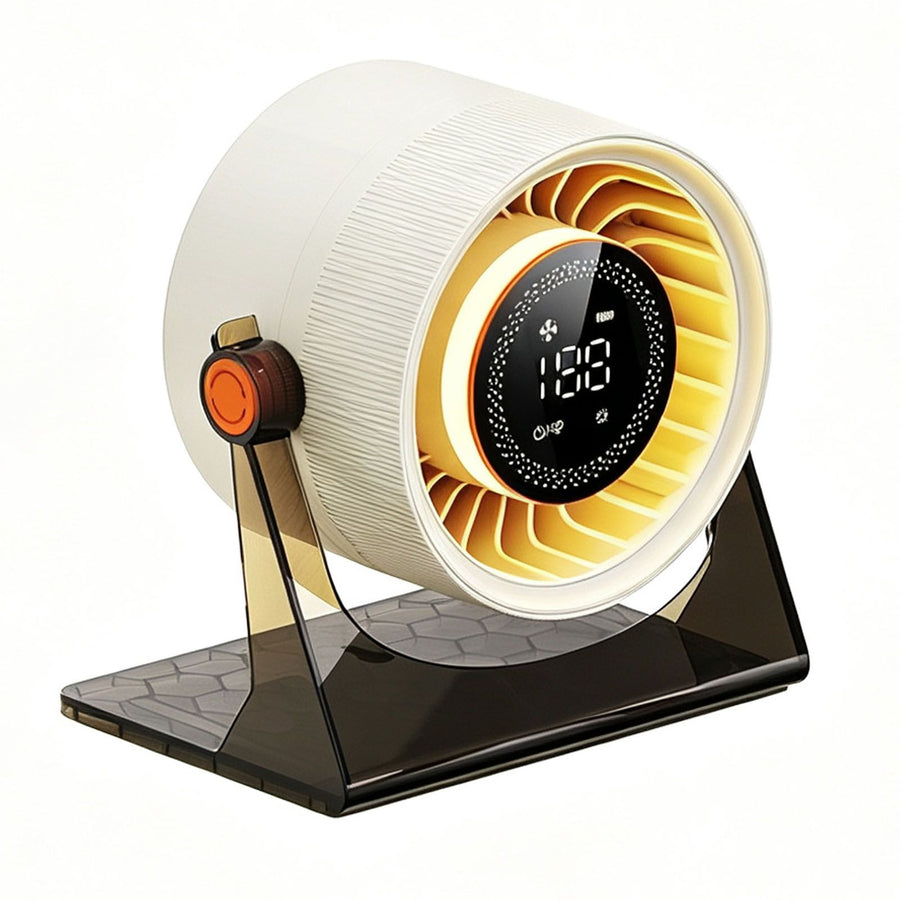 Desktop Wall Mounted Circulation Fan LED Adjustable Quiet Smart Display Fan Rotatable Rechargeable Portable Fan for Office Bedroom Use