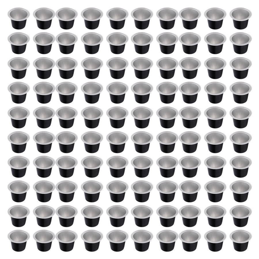 100 Pcs 15ml Empty Coffee Capsule Cups Aluminum Foil Refillable Coffee Capsules Easy Sealing for Coffee Makers Black