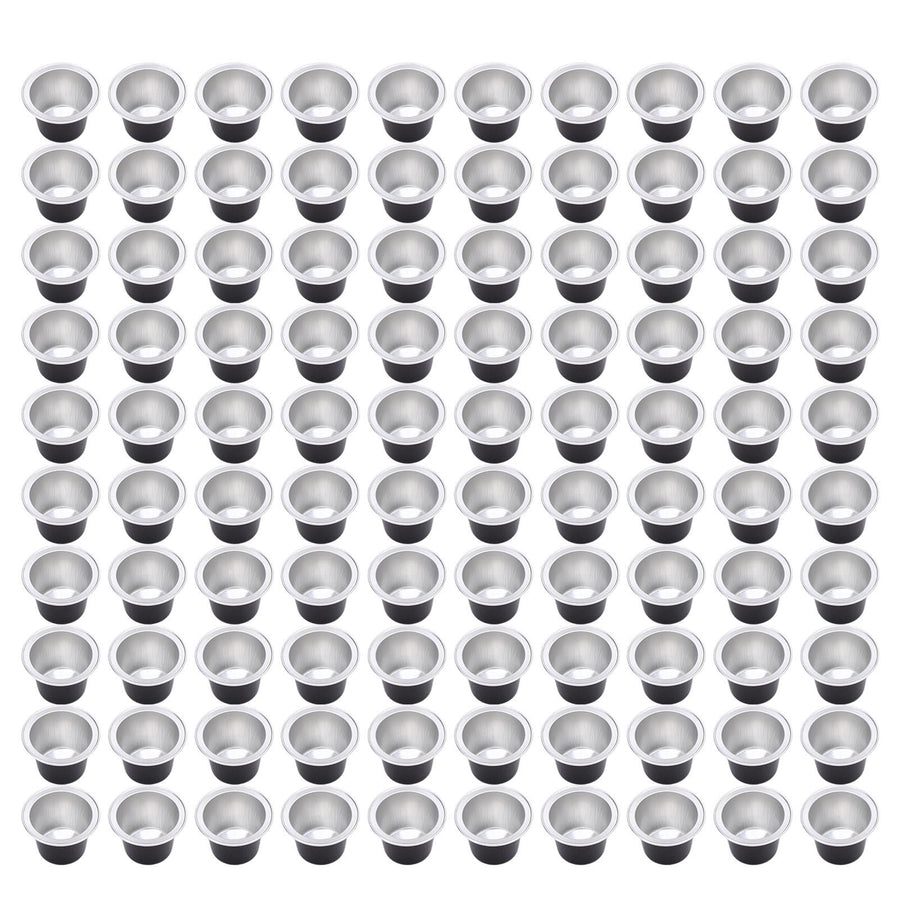 100 Pcs 15ml Empty Coffee Capsule Cups Aluminum Foil Refillable Coffee Capsules Easy Sealing for Coffee Makers Black