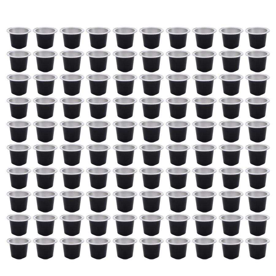100 Pcs 15ml Empty Coffee Capsule Cups Aluminum Foil Refillable Coffee Capsules Easy Sealing for Coffee Makers Black