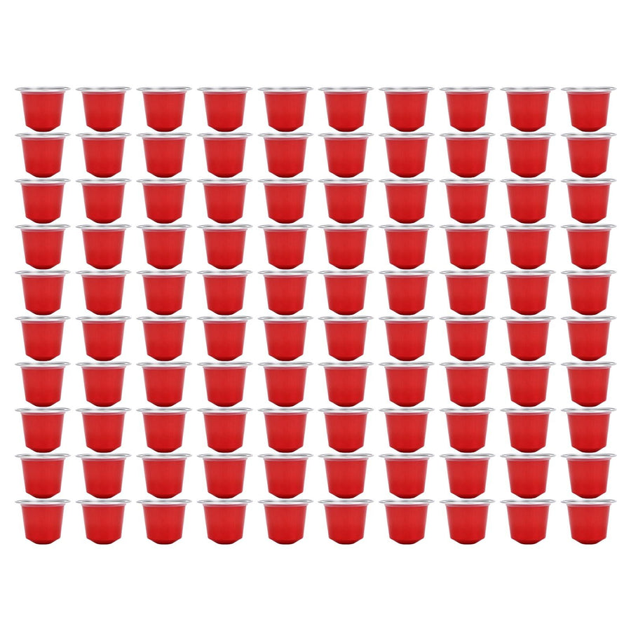 100 Pcs 15ml Empty Coffee Capsule Cups Aluminum Foil Refillable Coffee Capsules Easy Sealing for Coffee Makers Red