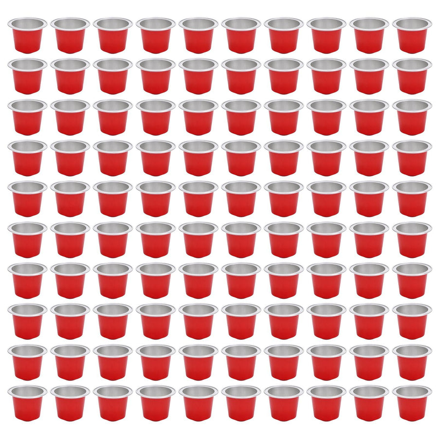 100 Pcs 15ml Empty Coffee Capsule Cups Aluminum Foil Refillable Coffee Capsules Easy Sealing for Coffee Makers Red