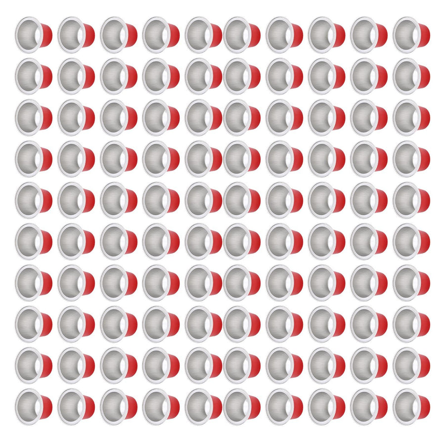 100 Pcs 15ml Empty Coffee Capsule Cups Aluminum Foil Refillable Coffee Capsules Easy Sealing for Coffee Makers Red