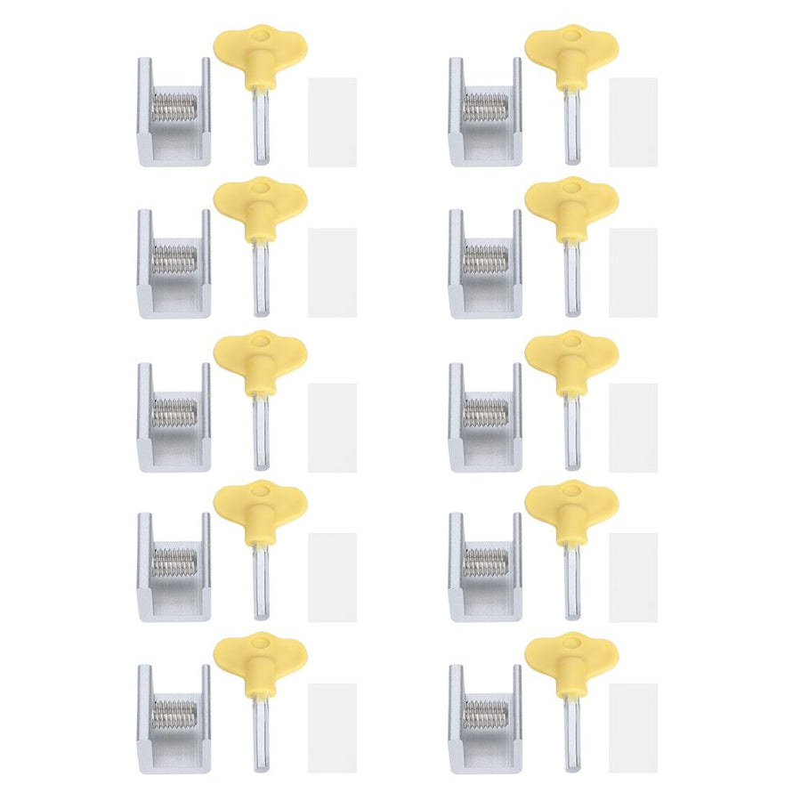 10 Set Sliding Window Safety Lock Aluminum Alloy Slide Security Lock Stopper with Keys