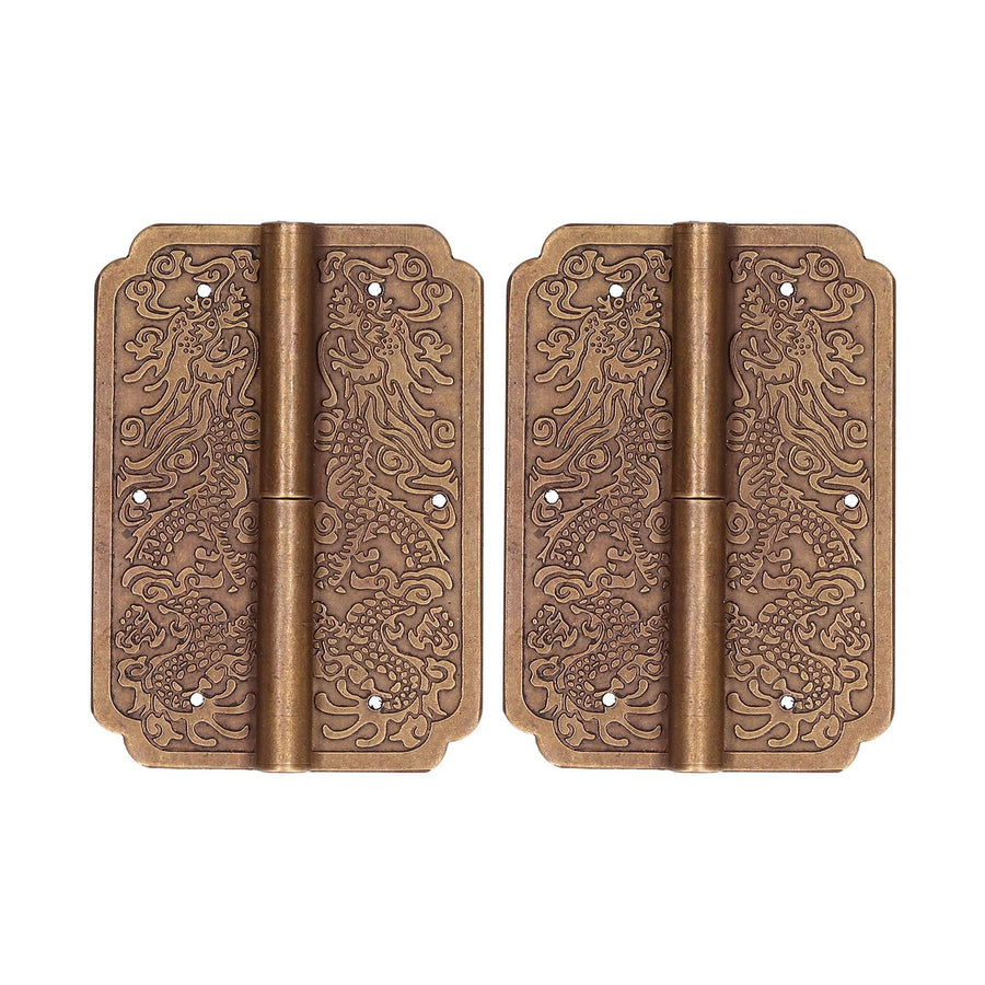 2Set Furniture Hinge Retro Antique Brass Hinges Hardwares for Cabinet Jewelry Box