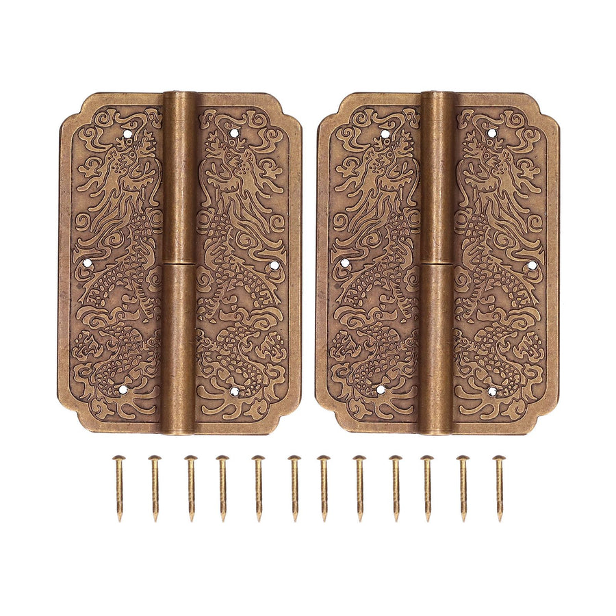 2Set Furniture Hinge Retro Antique Brass Hinges Hardwares for Cabinet Jewelry Box