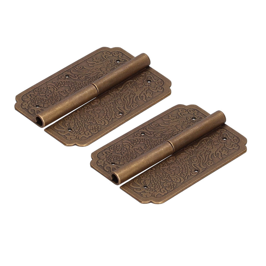 2Set Furniture Hinge Retro Antique Brass Hinges Hardwares for Cabinet Jewelry Box