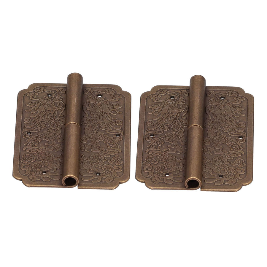 2Set Furniture Hinge Retro Antique Brass Hinges Hardwares for Cabinet Jewelry Box
