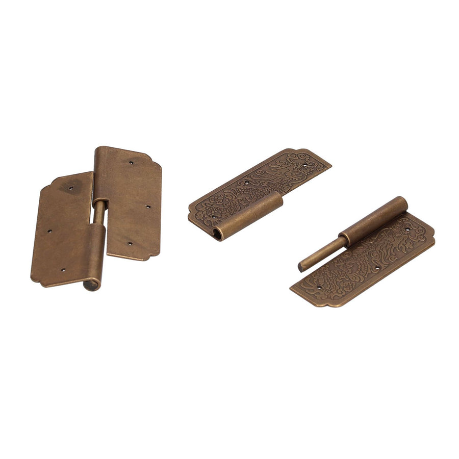 2Set Furniture Hinge Retro Antique Brass Hinges Hardwares for Cabinet Jewelry Box