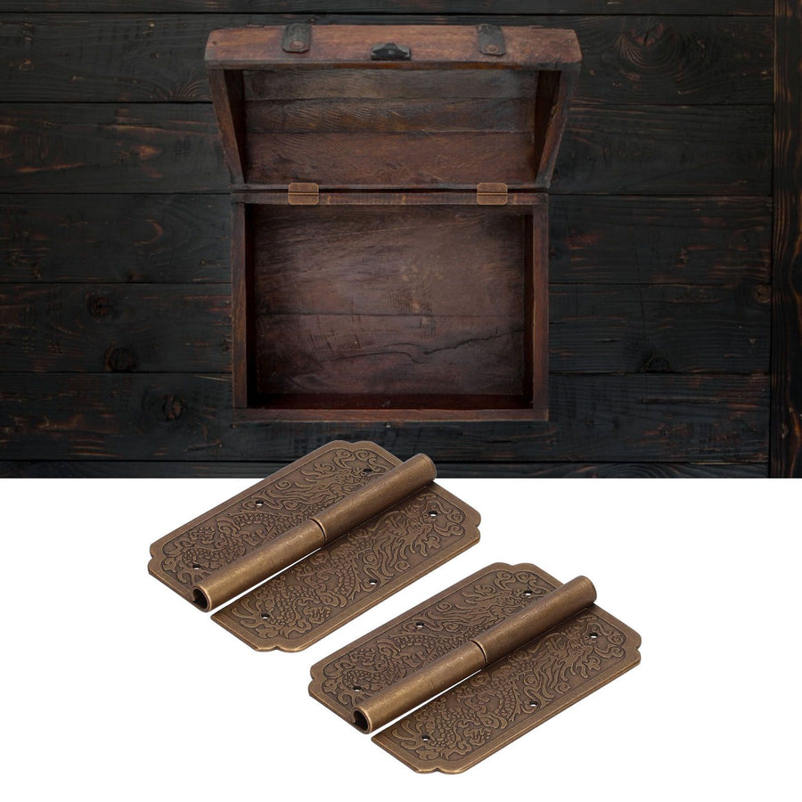 2Set Furniture Hinge Retro Antique Brass Hinges Hardwares for Cabinet Jewelry Box