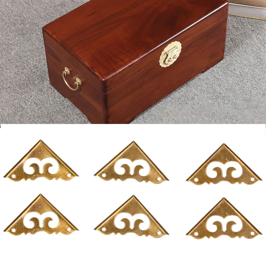 8Set Box Corner Protector Antique Short Side Brass Corner Guard for Box Cabinet Furniture