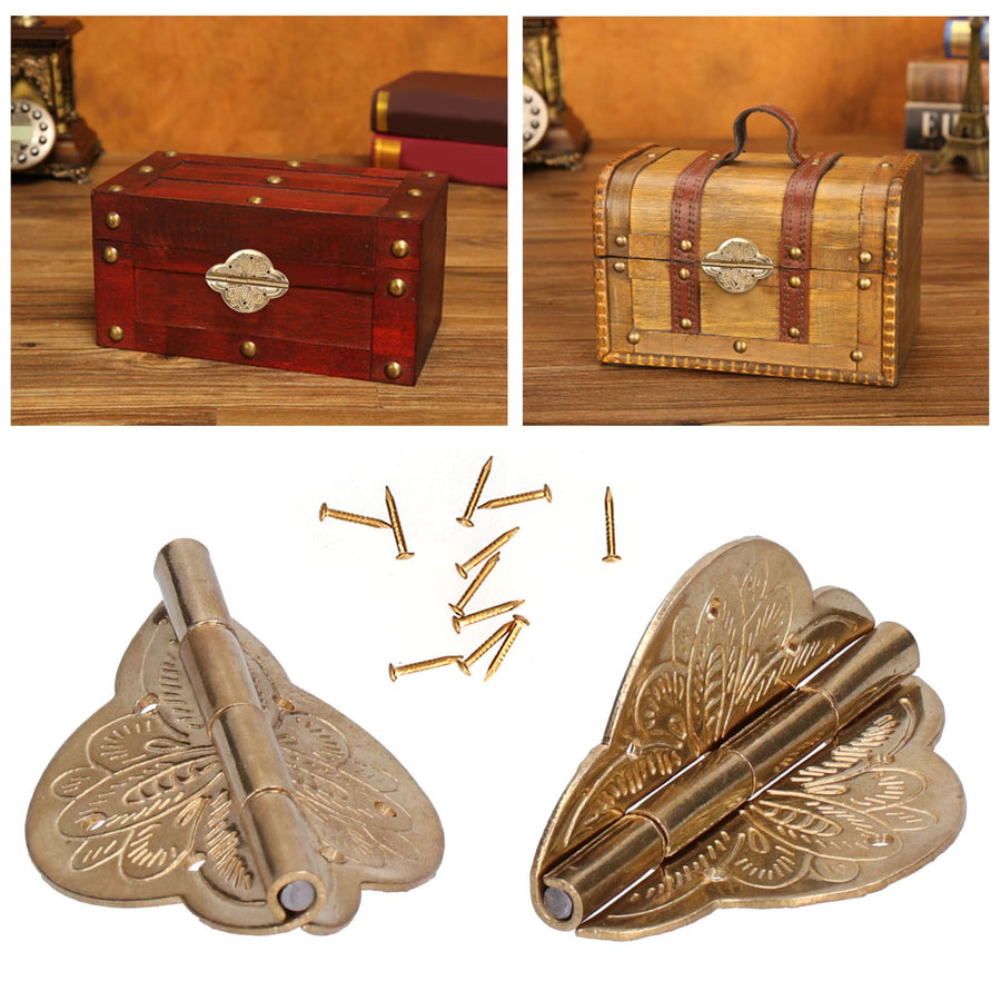 2Set Antique Hinge Small Brass Hinge for Drawer Door Cabinet Wardrobes Foldable Table Home