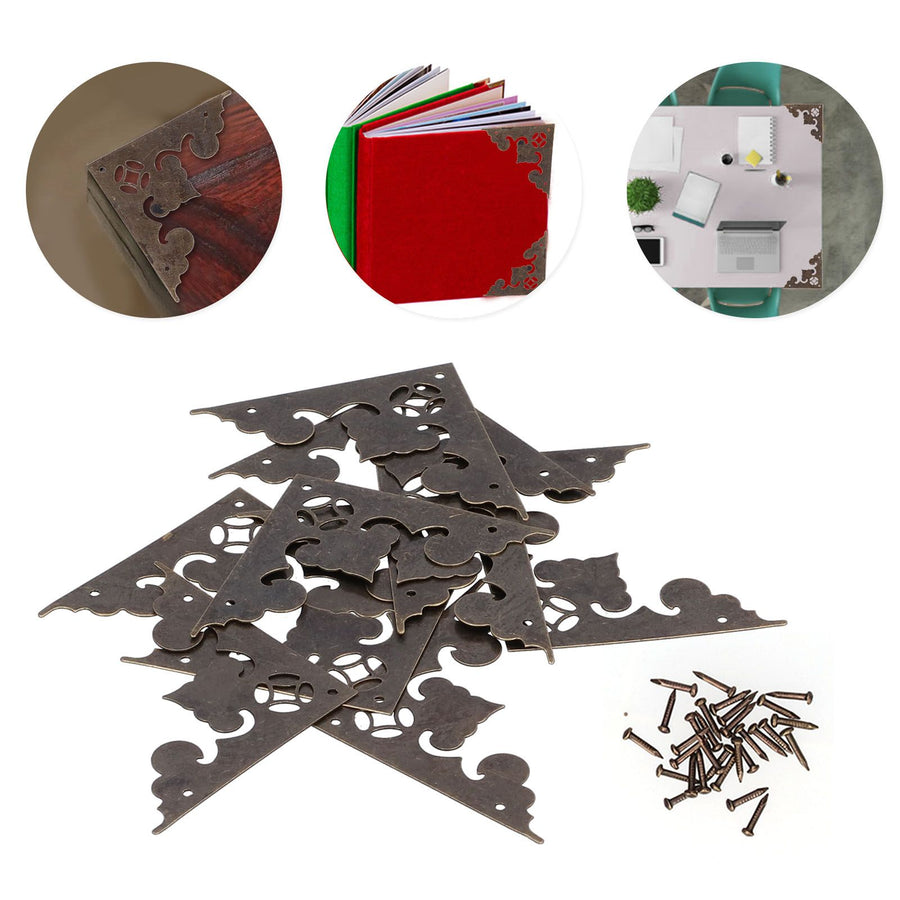 10Set Antique FlatAngle Edge Guard Triangular Wood Box Corner Protector Cover Hardware Accessory