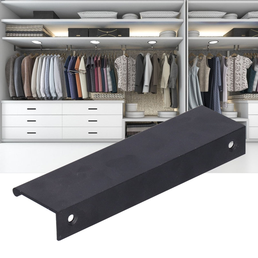 Drawer Handle Aluminum Alloy Thickened Cupboard Wardrobe Door Pull Handle for Home128 Black