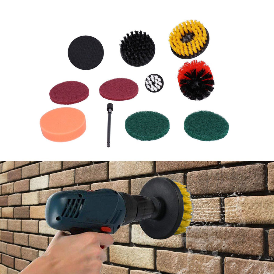 11PCS Drill Brush Attachment Power Scrubber Polishing Pad for Wall Cleaning Ground Dust Removal