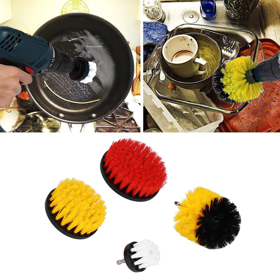 4PCS Drill Brush Attachment Kit Drill Brush Power Scrubber for Cleaning Wall Floor Pool Tile
