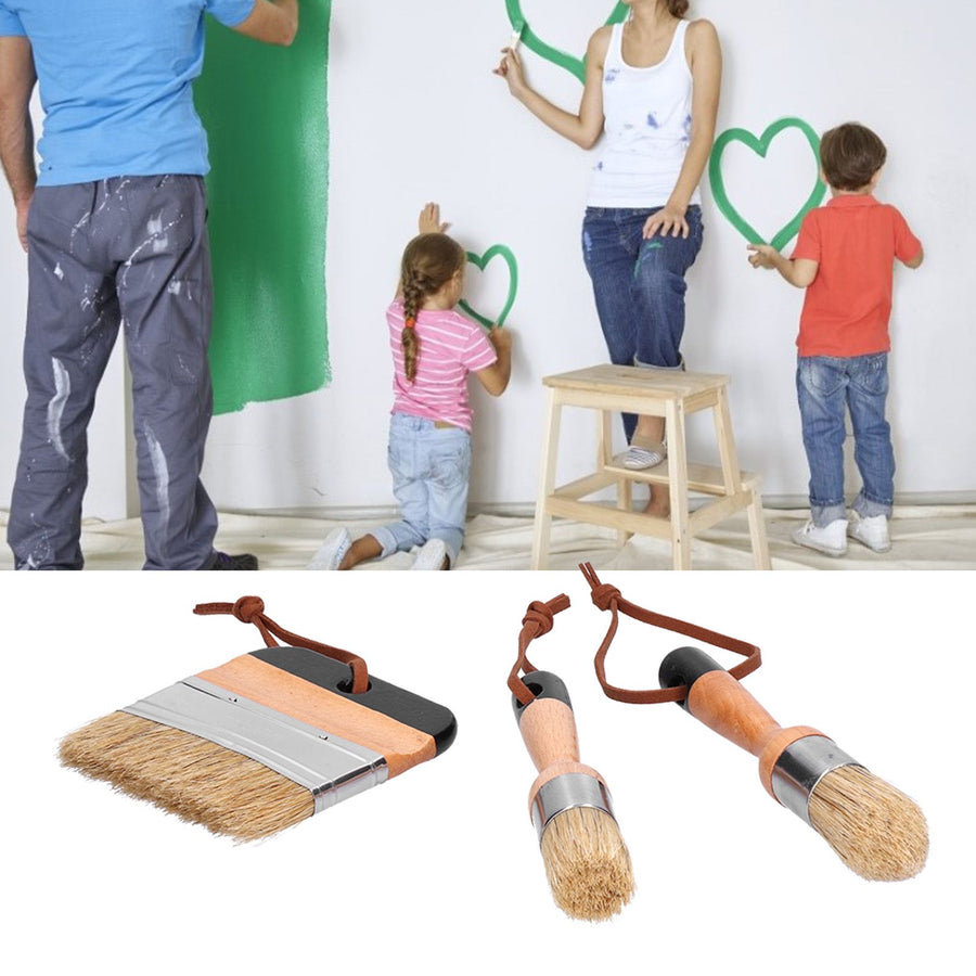 3PCS Painting Waxing Paint Brushes Scrubbing and Round Paint Brushes for Wood Furniture Home Decor