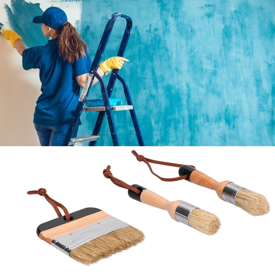 3PCS Painting Waxing Paint Brushes Scrubbing and Round Paint Brushes for Wood Furniture Home Decor