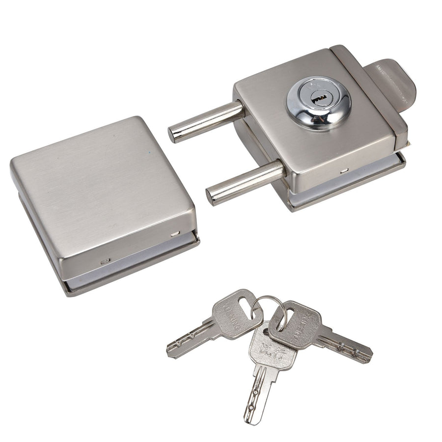 1012mm Glass Door Lock HighStrength Stainless Steel Safety Door Lock with 3 Keys for Home Office