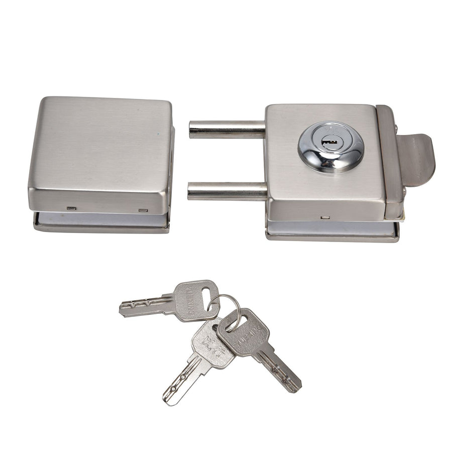 1012mm Glass Door Lock HighStrength Stainless Steel Safety Door Lock with 3 Keys for Home Office