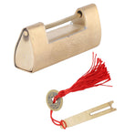 Chinese Old Style Padlock Brass Carved Fish Horizontal Padlock with Key for Jewelry Box Drawer