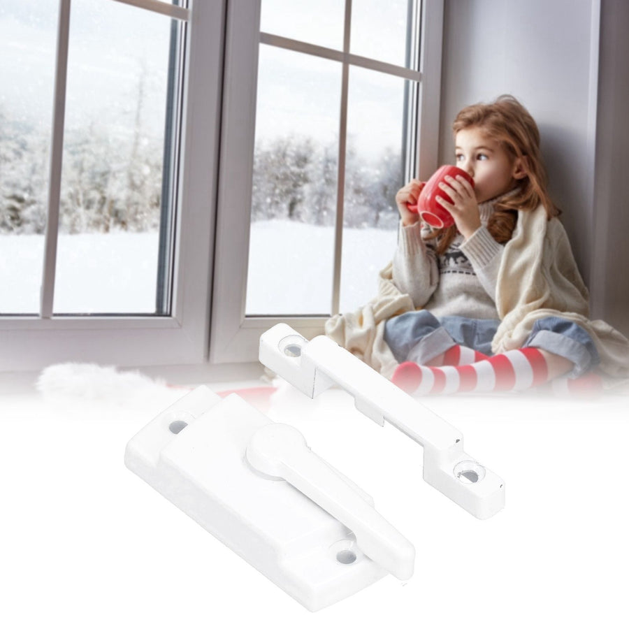 Sash Lock Square Zinc Alloy White Rustproof Multifunctional Sturdy Window Lock for Home Office