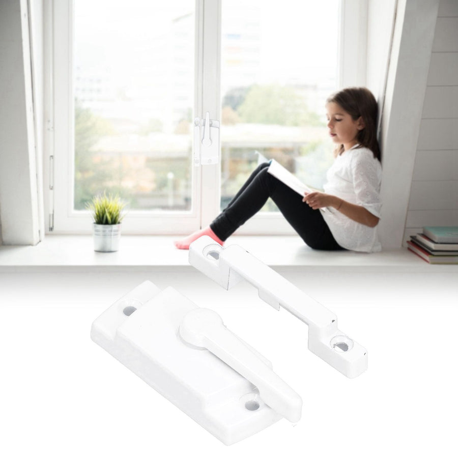 Sash Lock Square Zinc Alloy White Rustproof Multifunctional Sturdy Window Lock for Home Office