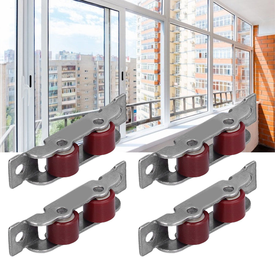 4Set Push Pull Window Pulley with Screws Double Wheel Sliding Window Door Roller Hardwares