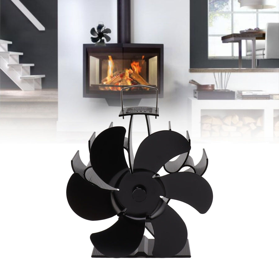 6 Blades Stove Fan Aluminum Alloy Rounded Edge Uniform Heat Dissipation Silent Heat Powered Fireplace Fan for Fireplace