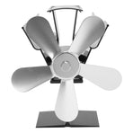 Wood Stove Fan 5 Blades Fireplace Fan Heat Powered Stove Fan for Wood Burning Stove Pellet Log Burner Fireplace Vertical Rectangular Silver