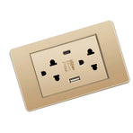 Thailand Type Electrical Wall Receptacle Outlet Space Saving USB Type C Wall Charger Outlet for Home Gold