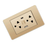 Thailand Type Electrical Wall Receptacle Outlet Space Saving USB Type C Wall Charger Outlet for Home Gold