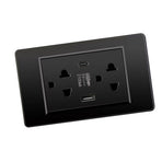 Thailand Type Electrical Wall Receptacle Outlet Space Saving USB Type C Wall Charger Outlet for Home Black