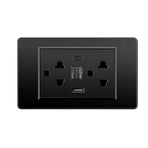 Thailand Type Electrical Wall Receptacle Outlet Space Saving USB Type C Wall Charger Outlet for Home Black