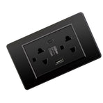 Thailand Type Electrical Wall Receptacle Outlet Space Saving USB Type C Wall Charger Outlet for Home Black